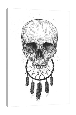 Balazs-Solti,Modern & Contemporary,People,dream catcher,dream catchers,feathers,feather,skull,skulls,lines,line,Mist Gray,Charcoal Gray,Tan White,Salmon Pink,White