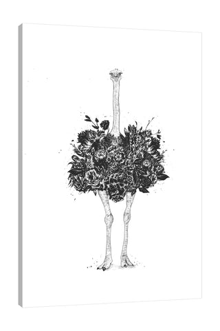 Balazs-Solti,Modern & Contemporary,Animals,Floral & Botanical,animals,animal,floral,florals,flowers,flower,birds,bird,paint drips,paint drip,ostrich,Tan Orange,Mist Gray,Gray,Tan White