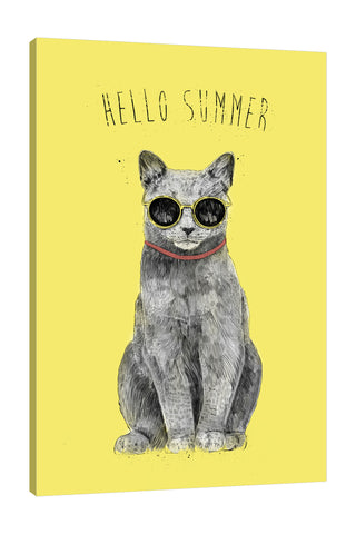 Balazs-Solti,Modern & Contemporary,Animals,animals,animal,cats,cat,strokes,stroke,hello summer,words,sunglasses,sunglass,shades,shade,yellow,collar,collars,Tan Orange,White,Blue,Charcoal Gray,Baby Blue,Black,Tan Khaki,Gray,Mist Gray