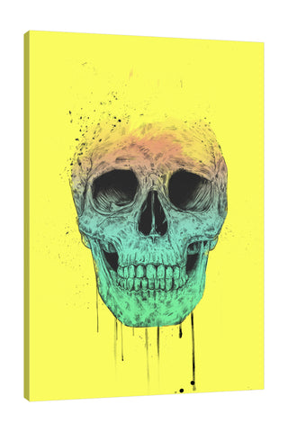 Balazs-Solti,Modern & Contemporary,People,skulls,skull,bones,bone,paint drips,paint drip,eyeglass,eyeglasses,yellow,spots,blue,pink,Salmon Pink,White,Charcoal Gray,Gray,Blue,Mist Gray,Green