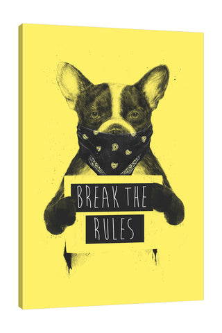 Balazs-Solti,Modern & Contemporary,Animals,animals,animal,dogs,dog,words,rules,yellow,mask,rebel,Nude Purple,White,Black,Charcoal Gray,Gray,Mint Blue