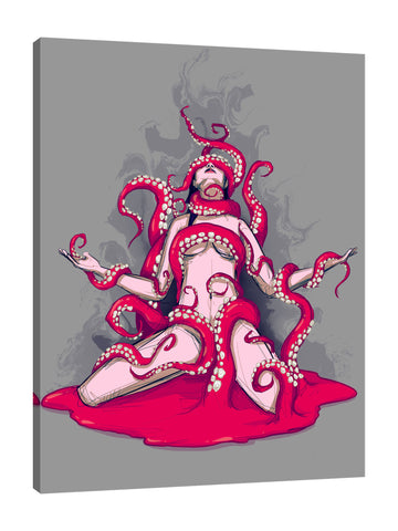 Ludwig-Van-Bacon,Vertical,3X4,Modern & Contemporary,Fantasy & Sci-Fi,Entertainment,People,woman,lady,octopus,octopuses,erotic,red,bloody,blood,red,heart of,heart,tentacles,tentacle,Charcoal Gray,Red,Gray,Blue,Rose Purple,White,Purple,Black