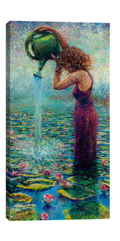 Iris-Scott,Modern & Contemporary,People,flowers,florals,leaves,lily pads,woman,dresses,women,lady,water lilies,water lily,