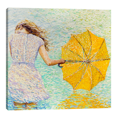 Iris-Scott,Modern & Contemporary,People,woman,women,umbrella,dress,yellow,dresses,